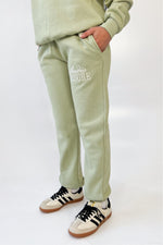 Studio Leisure cursive sage embroidered relaxed jogger